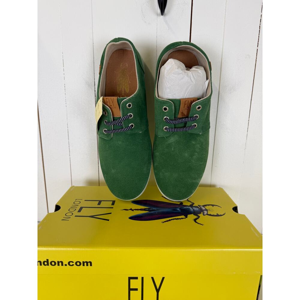 New FLY London Men's Green Loafer Leather Shoes - NWT